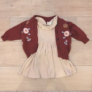 Petite Moss dress + knit sweater